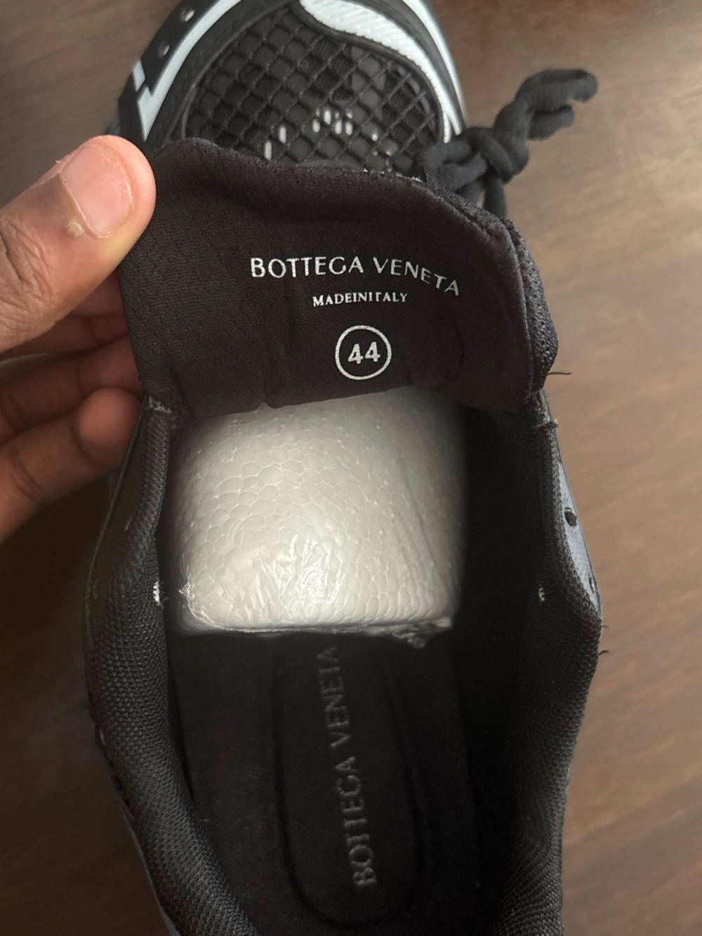 Bottega Veneta Men's Black and White Mesh Sneakers
